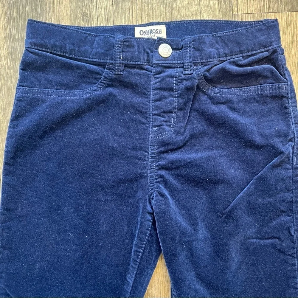 OshKosh B’Gosh Kids Velvet Navy Blue Adjustable Waist Pants Trousers Size 10